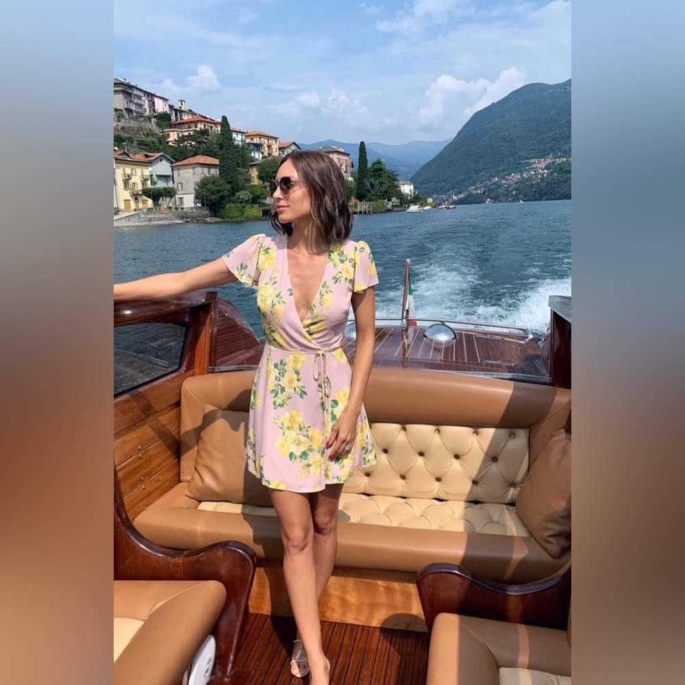 Floral Wrap Dress in Pink and Yellow Floral Print